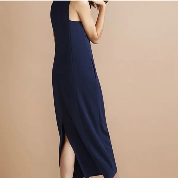 Theory Frashil Admiral Crepe Maxi Sleeveless Blue Onyx Dress - Picture 3 of 9